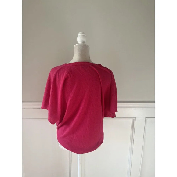 Aura Tie Front Pink Button Down Short Sleeve Blouse Top S - Picture 3 of 4